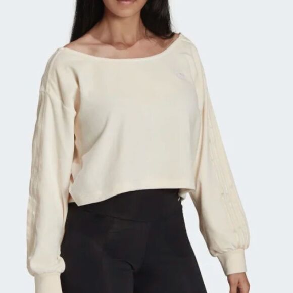 Adidas VELOUR SWEATER BLAMER S NWT CREAM - Picture 2 of 11